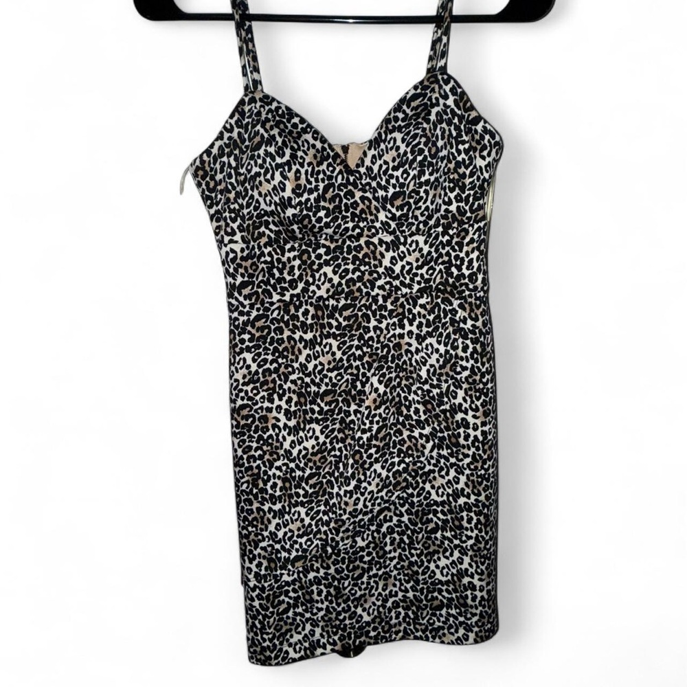 Teeze Me Animal Print Dress in Black and Tan